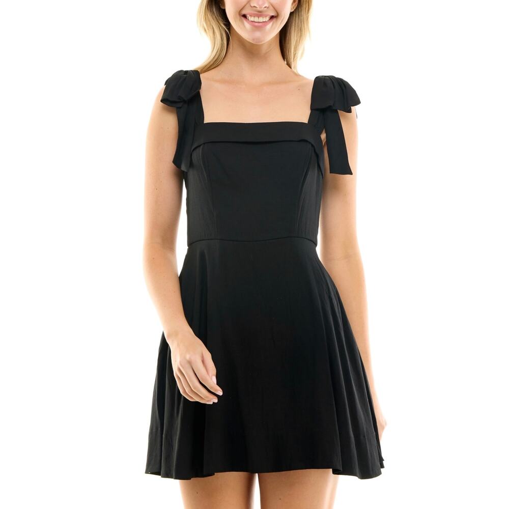 Trixxi black bow shoulder sleeveless dress M
